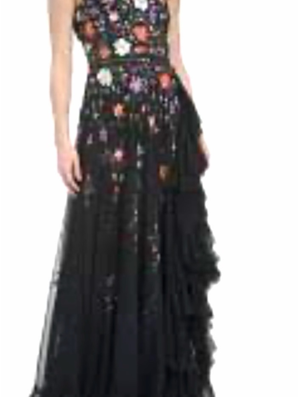 Mac Duggal black dress with multicolor floral embroidery - Picture 5 of 6
